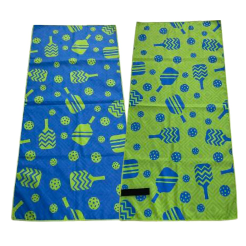 Born to Rally Pickleball Premium Microfiber Towel, Pickleball Gift and Accessory, Cute 15x30 inch Sports Towel for Pickleball Players (Blue/Green)