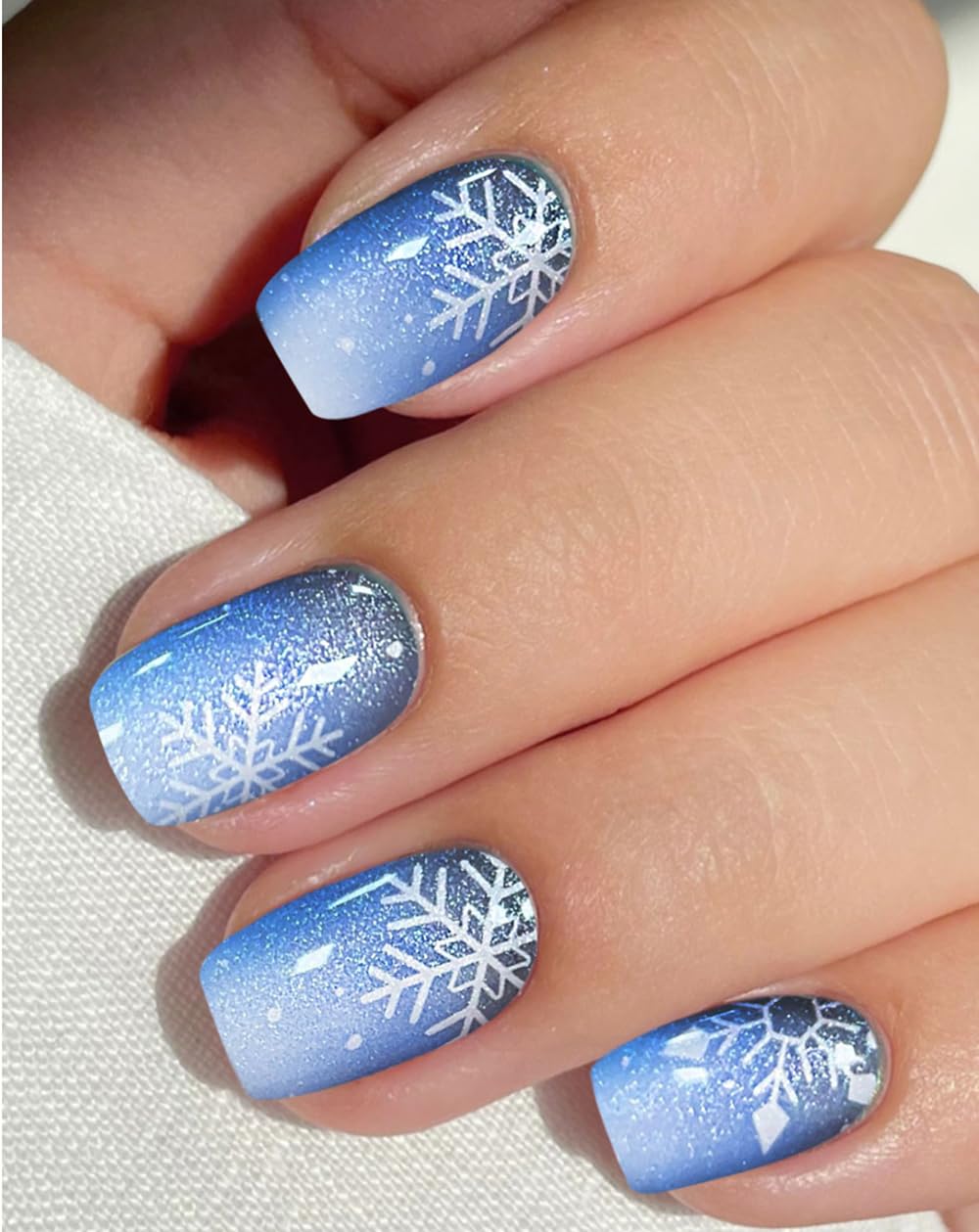 JMEOWIO Semi Cured Gel Strips Nail Art Sticker Wrap Christmas Snowflake