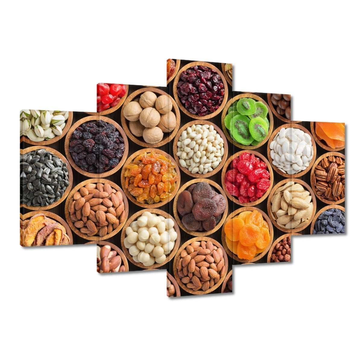 Peinture imprimée sur toile Décoration murale 150 x 105 cm Fruits secs et noix N° H9560M_PC5H