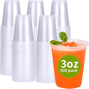 500 Pack 3 oz Plastic Cups, Bathroom Cups Disposable 3 oz, 3 Ounce Small Water Cups,Clear Mouthwash Cup for Tasting, Drinking and Party