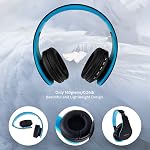 Casque stéréo sans fil PowerLocus Bluetooth circum-aural pliable, casques filaires avec réduction de bruit et microphone intégré pour iPhone, Samsung, LG, iPad (Noir/Bleu)
