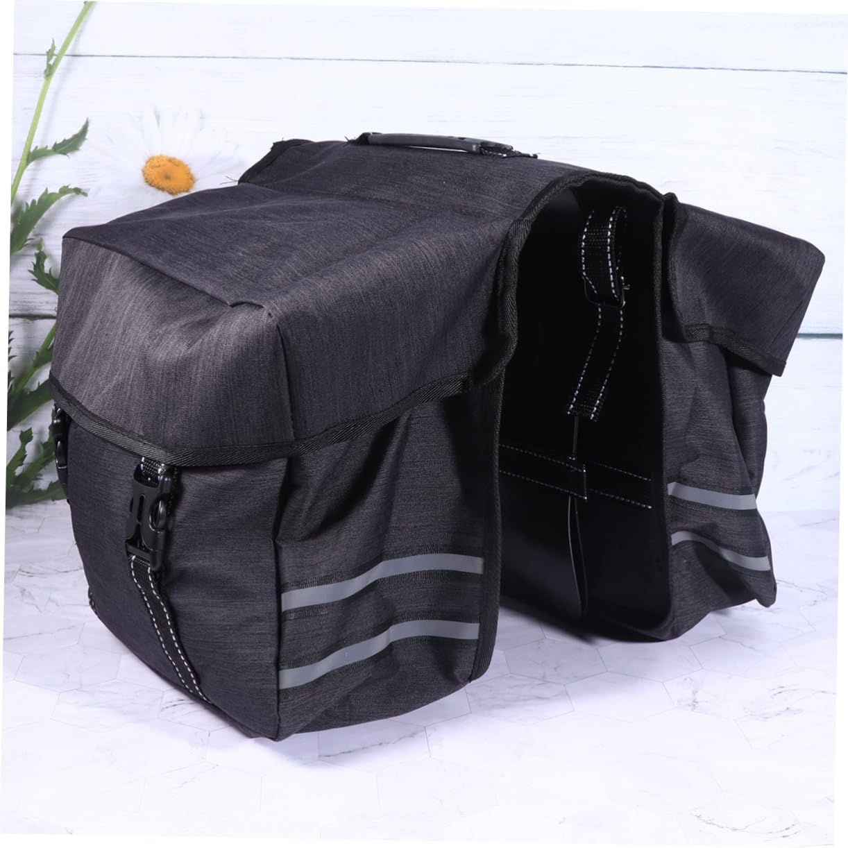 Multifunctional Bike Double Tail Bag Large Capacity Rear Seat Carrier for Cycling Durable Pannier with Side Pockets Easy to Install for Mountain Biking Black