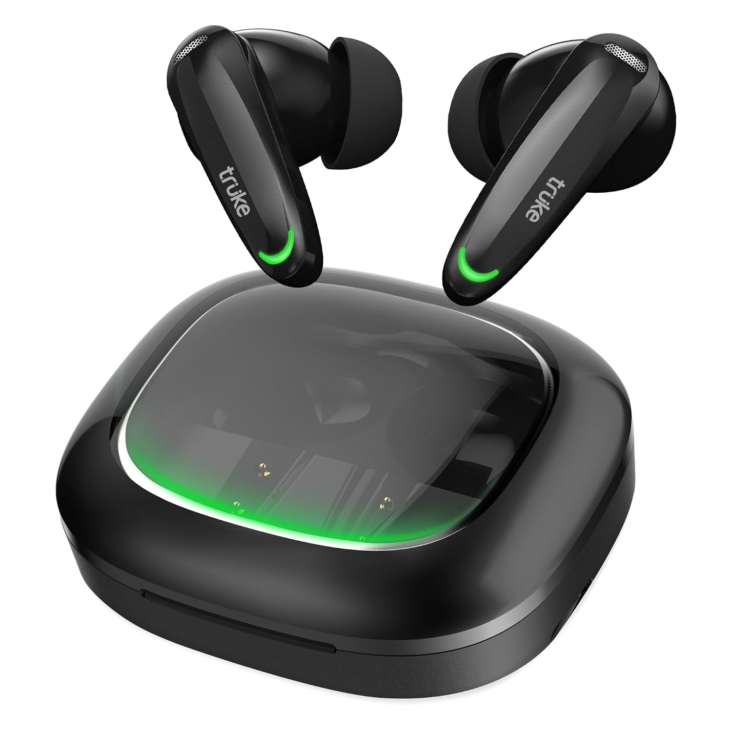 truke BTG Crystal V2 New Launch True Wireless in Ear Buds with Dual Pairing, Spatial Audio Earbuds, 40ms Low Latency, 68H Playtime Fast Charge, HiFi DSP Sound, 4Mics ENC, 13mm Driver-MidnightBlack