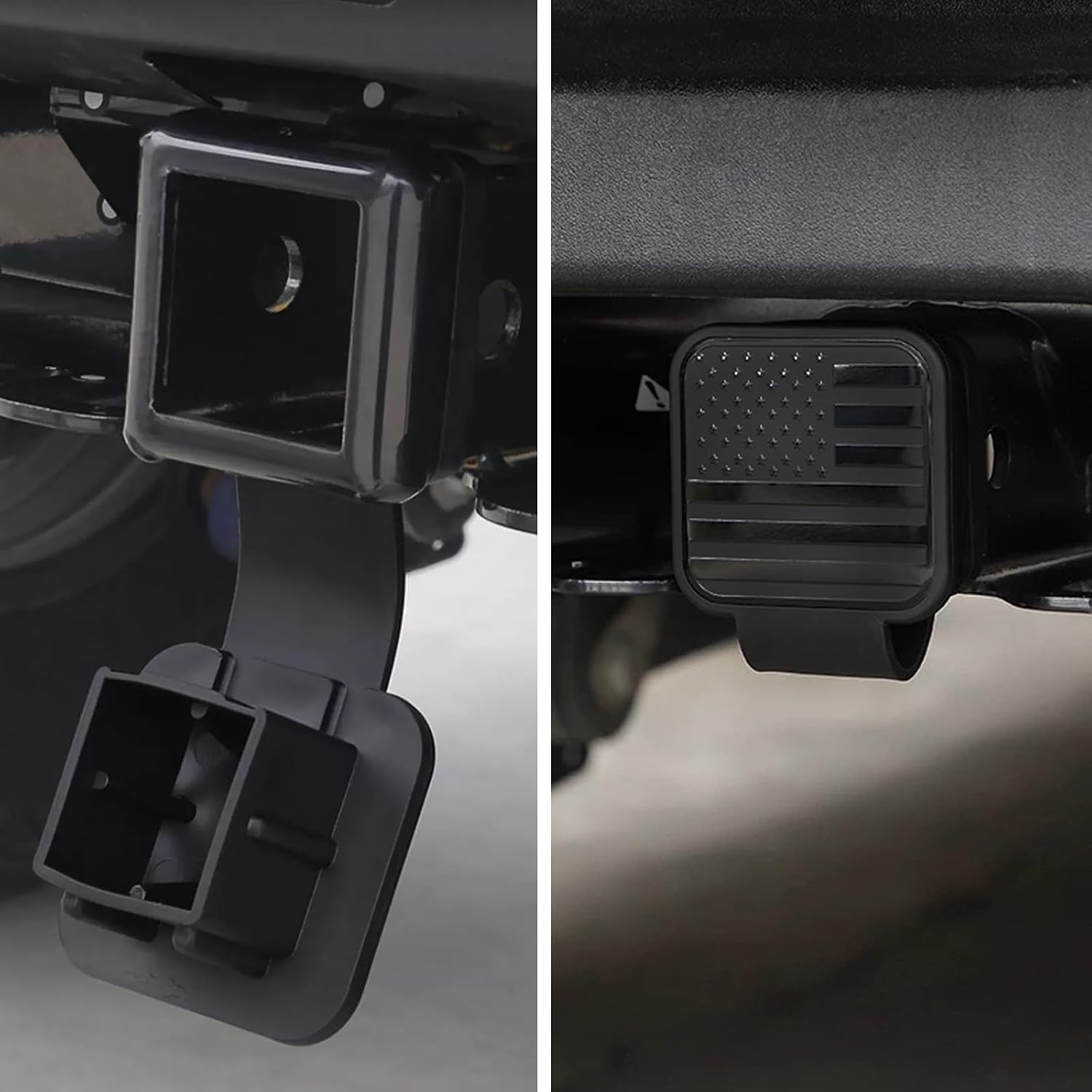 Trailer Hook Dust-Proof Plug, 1.9 Inch Hitch Cover Trailer Hitch Cover, Car Accessories Square Mouth Protection Cover Traction Cover Suitable for Most Cars and Trailers, Black