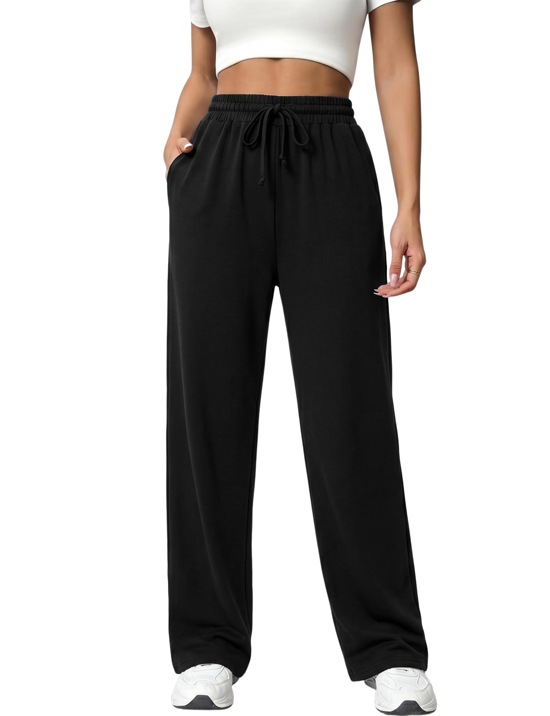 Uniexcosm Jogginghose Damen Lang mit Kordelzug und Taschen | High Waist Freizeithose Weich | Vielseitige Sweathose für Sport, Alltag & Loungewear