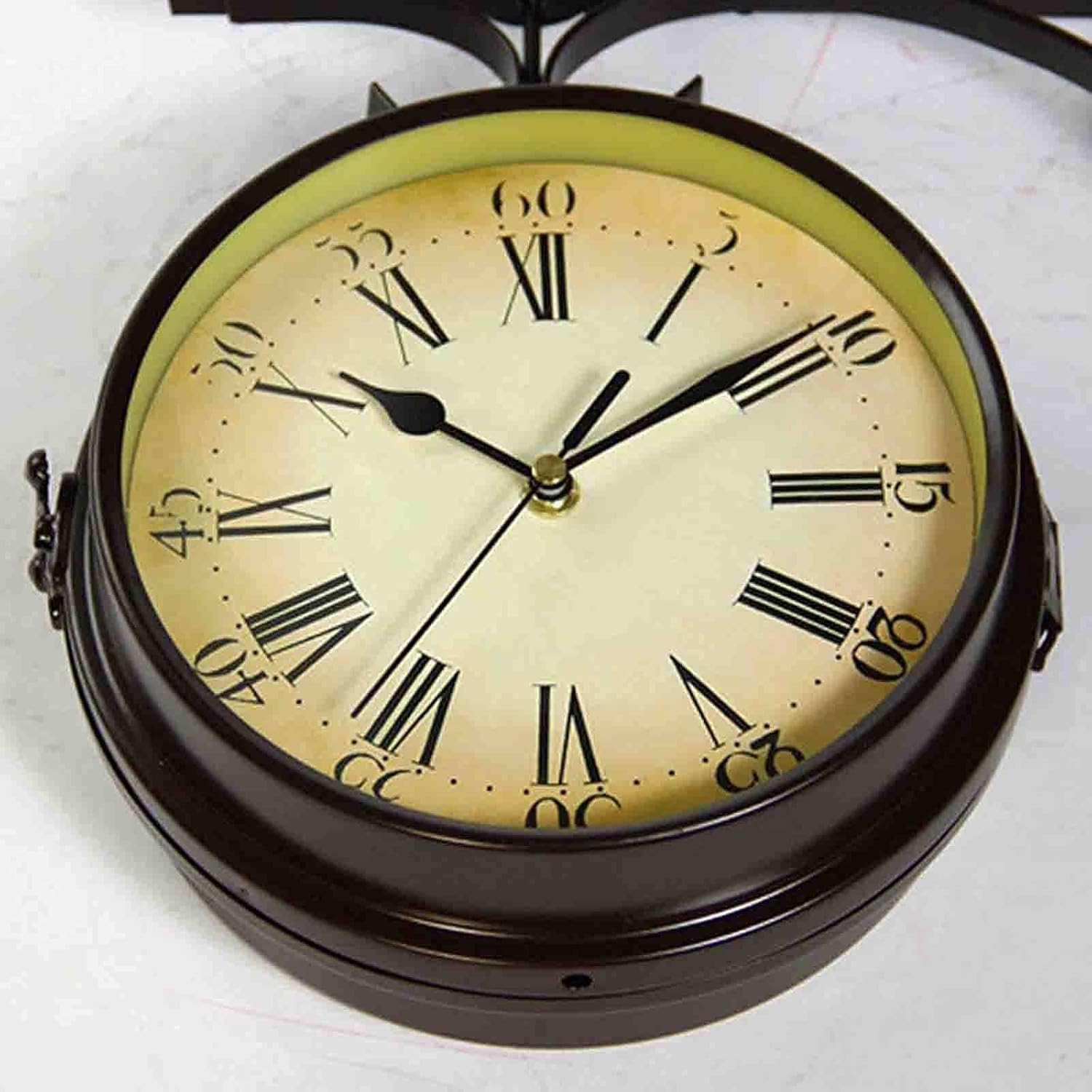 Outdoor Garden Wall Clock 360°Rotation Double Sided Outdoor Clock for Patio Porch Garden Outdoor Decorative Clock Wall Hanging with Bracket
