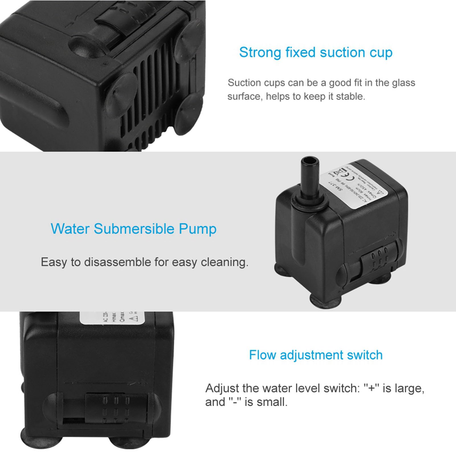 Submersible Pump, Water Pumps Fish Fountain 6W Quiet Ultra Pond Aquarium Underwater Aeration for Statuary (US regulations (110V))