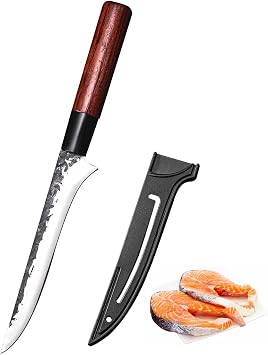 HENWAFXSashimi Sushi - Knife for Cutting Sashimi and Sushi, Fish Slices and Fish Fillets - Extremely Sharp Stainless Steel Blades and Traditional Wooden Handle+Gift Box