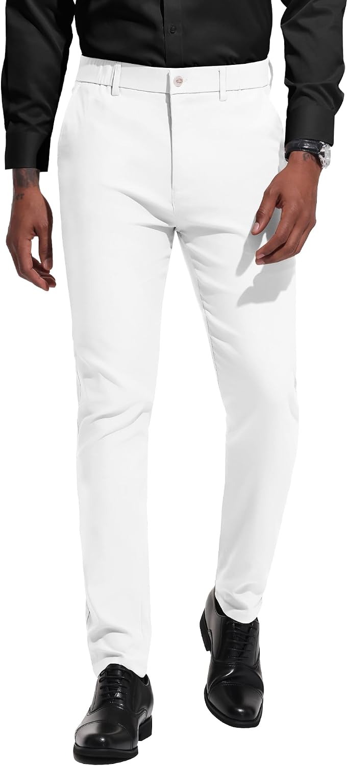 Ntrlv Men's Skinny Stretch Dress Pants Slim Fit Suit Tapered Chinos