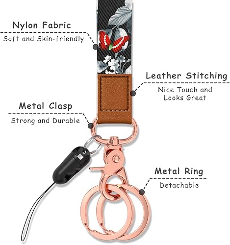 Miniatura 3 de Rimilak Llavero de pulsera, cordón de muñeca para mujeres y hombres, llaves de automóvil, insignias de identificación, tarjeta, cartera, cámara de