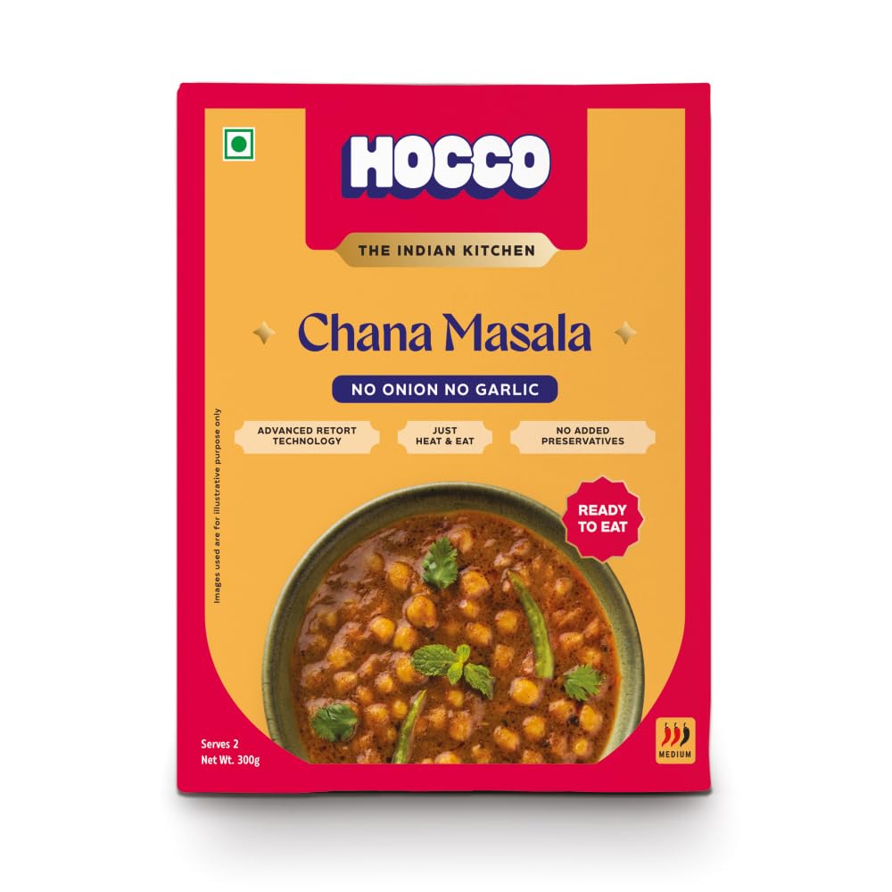 Hocco Chana Masala Ready To Eat | Just Heat And Eat | Pure Veg Indian Food | No Added Preservative & Colours | Meal Ready In 5 Minutes | Microwave-Able Serves 2 300gm (B08KSB754W) Amazon Price History, Amazon Price Tracker