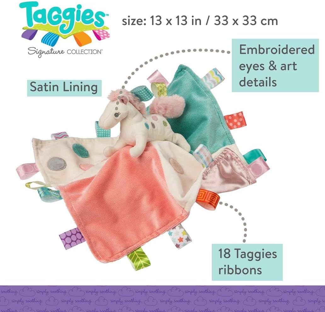 Taggies Soothing Sensory Stuffed Animal Security Blanket, Painted Pony, 13 x 13-Inches