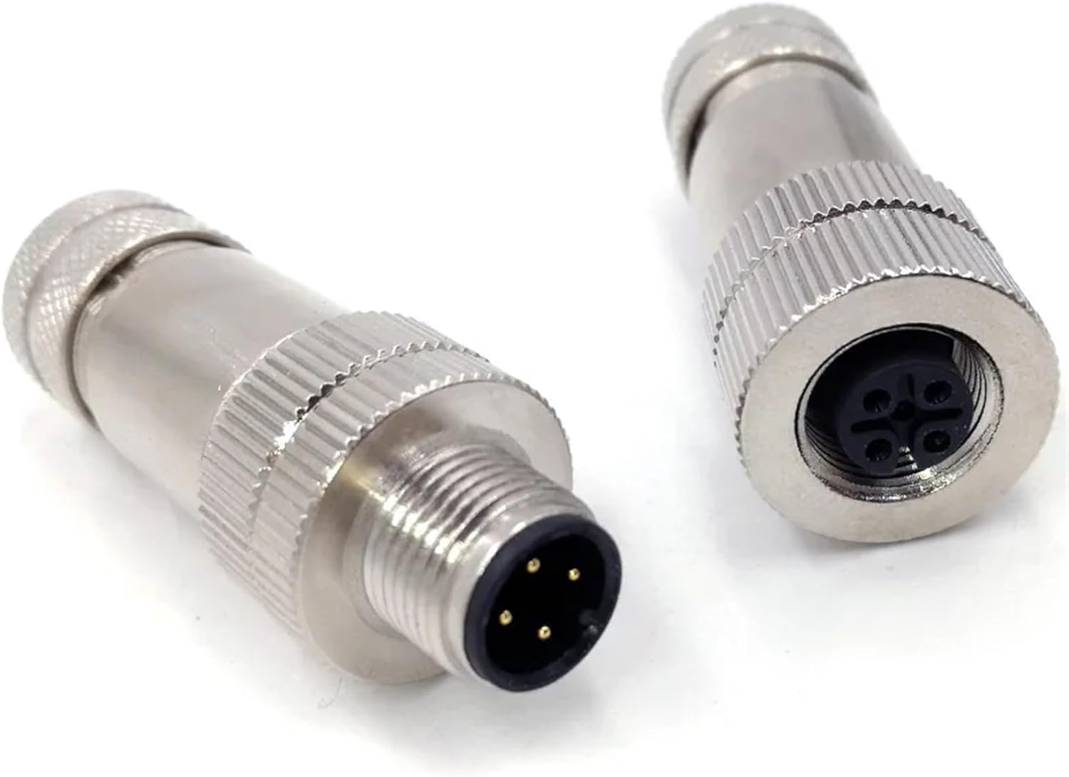 M12 Sensor Connector Matel Signal Shielding Male Female Screw Threaded 4 5 8 Pin 1Pcs(Straight,MALE INSERT_8P)