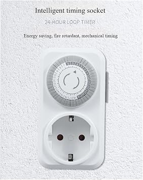 Timer Switch, 24 Hour Cycle Switch, Mechanical Timer, Automatic Shut-off with Overload Protection, EU Plug, High Power, 16A