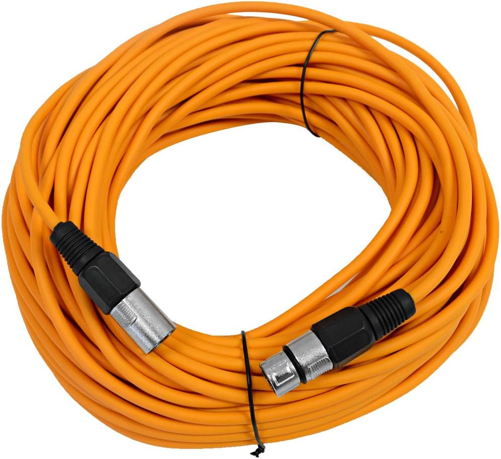 SEISMIC AUDIO - SAXLX-100 - 100' Orange XLR Male to XLR Female Microphone Cable - Balanced - 100 Foot Patch Cord