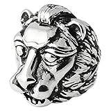 AZARIO LONDON - Anello vintage da uomo, in acciaio inox, con leonessa, taglia 12 (taglia Y)