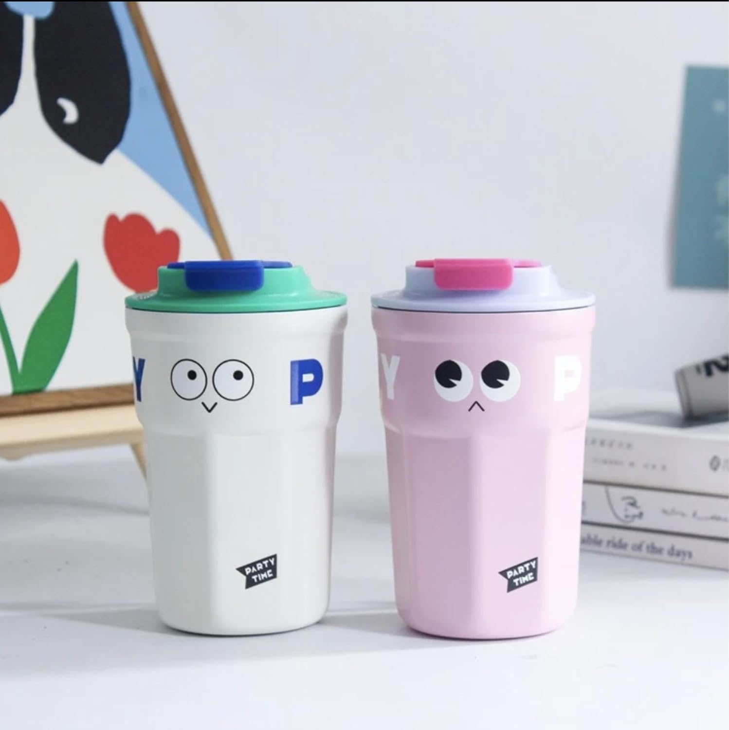 Cute Women's 12 oz Coffee Mug, Double Wall Stainless Steel Coffee Mug, Reusable, Leakproof Travel Mug with Lid and Handle, Great Gift for Women and Girls - Image 8