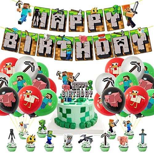 Balões de festa de aniversário, 50 peças decoração de balões de aniversário, balões de látex para decoração, decoração de festa de videojogos, decoração de aniversário criança