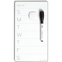 U Brands Magnetic Weekly Calendar Whiteboard, 5.5" x 10" Small White Board, Gray Frame, Includes Dry Erase Marker & Magnet, Perfect for Office Desk, Home, Fridge, and Locker