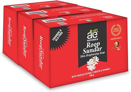 AE Naturals® Roop Sundar Soap With Paarijat Extract 100g Pack Of 3 | Herbal Skincare Bars Brightening and Nourishing | Org...