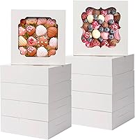 TOMNK 60 Pack 8x8x2.5 Inch Bakery Cookie Boxes with 2 Window Styles for Chocolate Strawberries, Macarons, Pastries & Desserts
