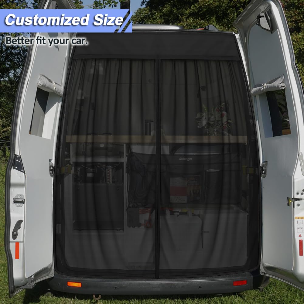 Zanzariera Compatibile con Ford Transit Custom Tetto Alto (H2) per Portellone Posteriore - Zanzariera Magnetica Tenda Parasole contro Insetti e Sole, Rete Ombreggiante Campeggio