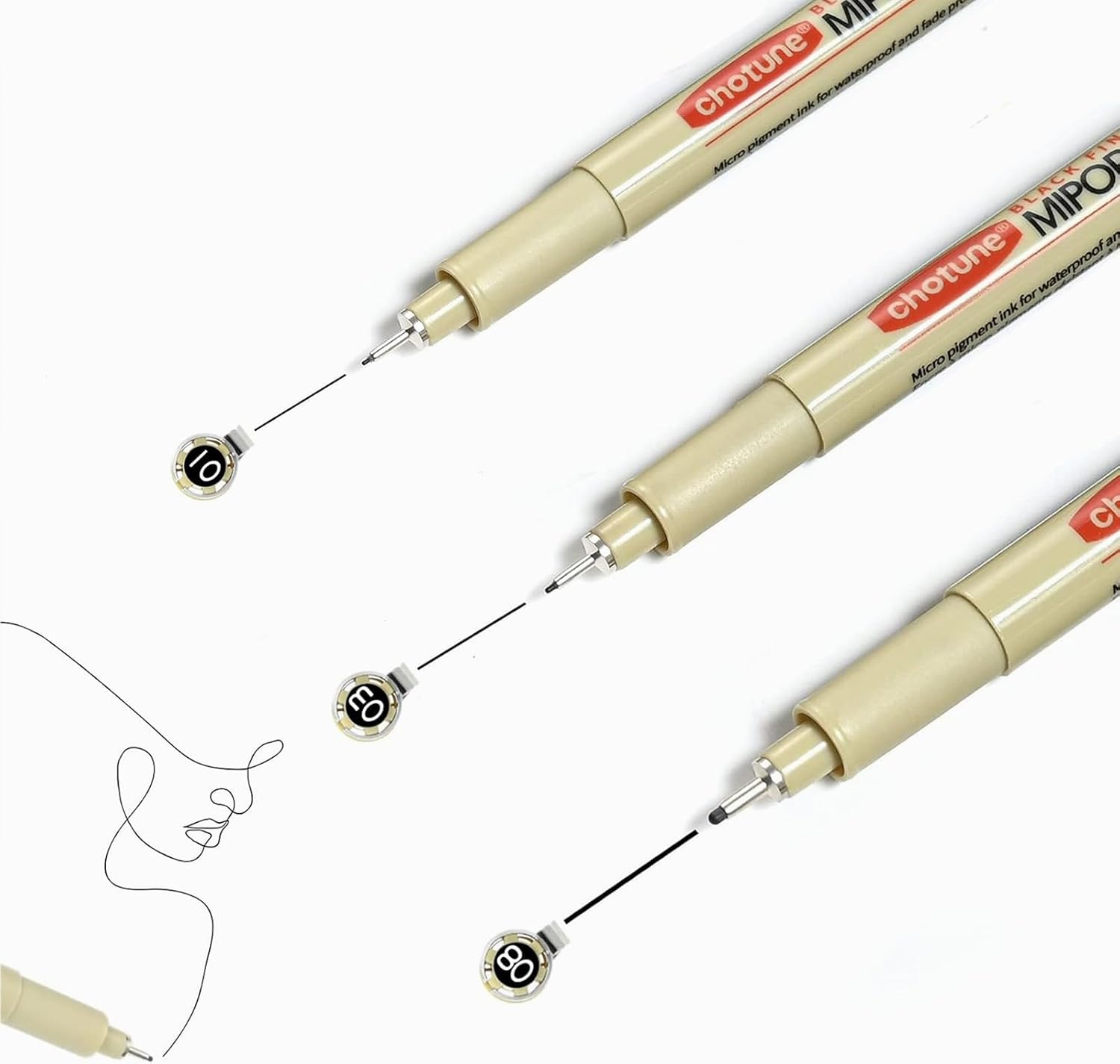 GETHPEN Micro Fineliner Pens, Waterproof Archival Black Ink, 3 Sizes