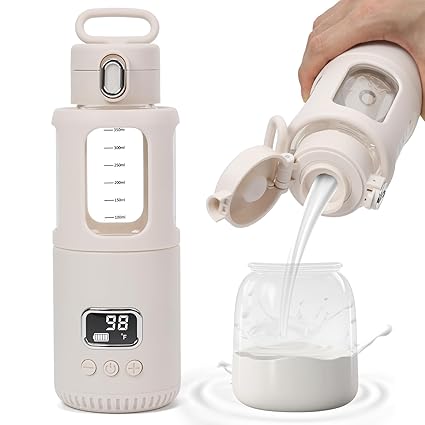 Portable Milk Warmer for Baby Formula,Water or Breastmilk,USB Rechargeable Bottle Warmer, 12Oz Capacity Fast Milk Heating, Fast Charging Adjustable with Temp Control For Travel,Car,Airplane,2024 Model