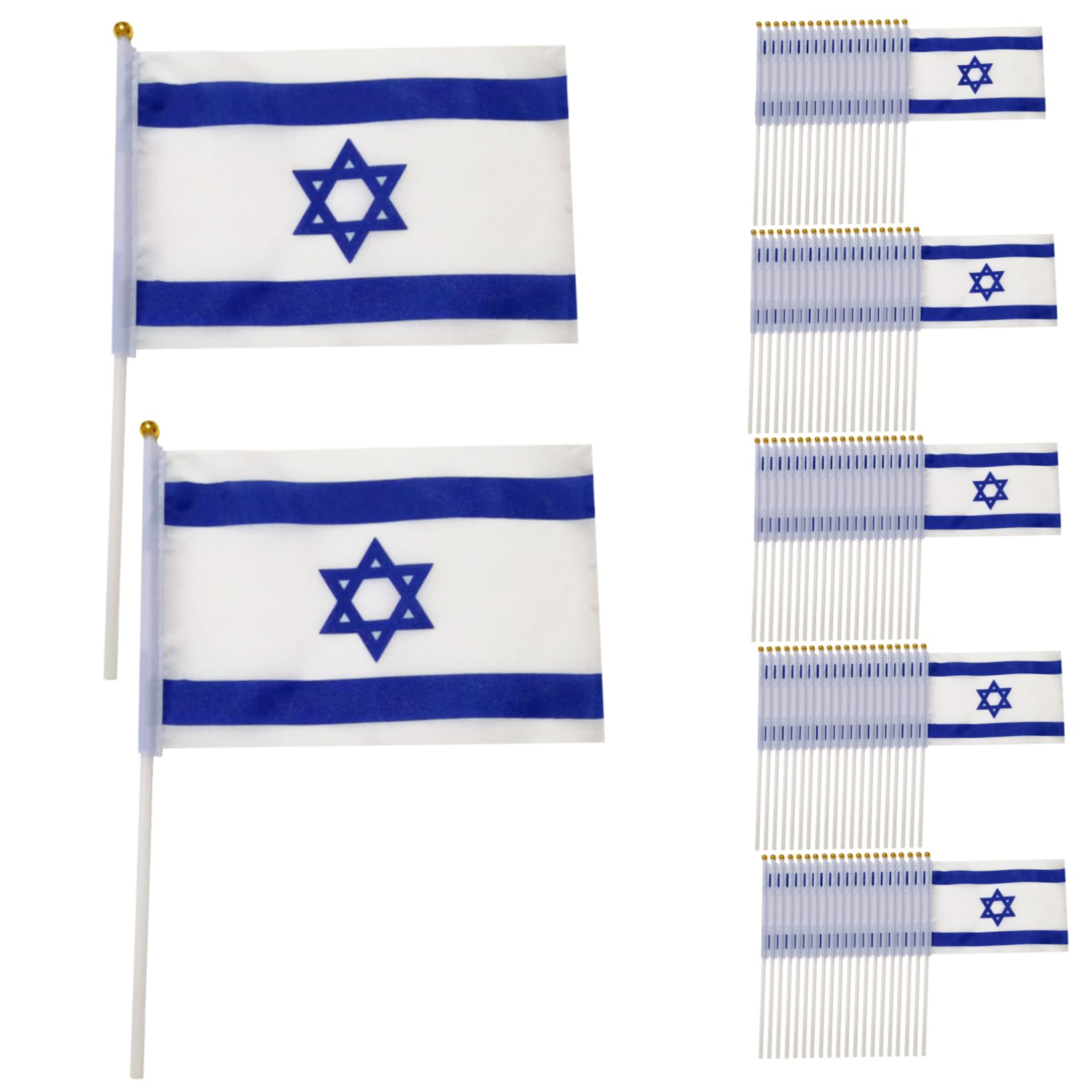 OnIUeZky Mini Israel Flag 100 Pcs Small Israeli Flag On Sticks 8.3x5.5 inch Mini Country Flags Hand Waving Office Flag International Conference Israeli Theme Party Decor.