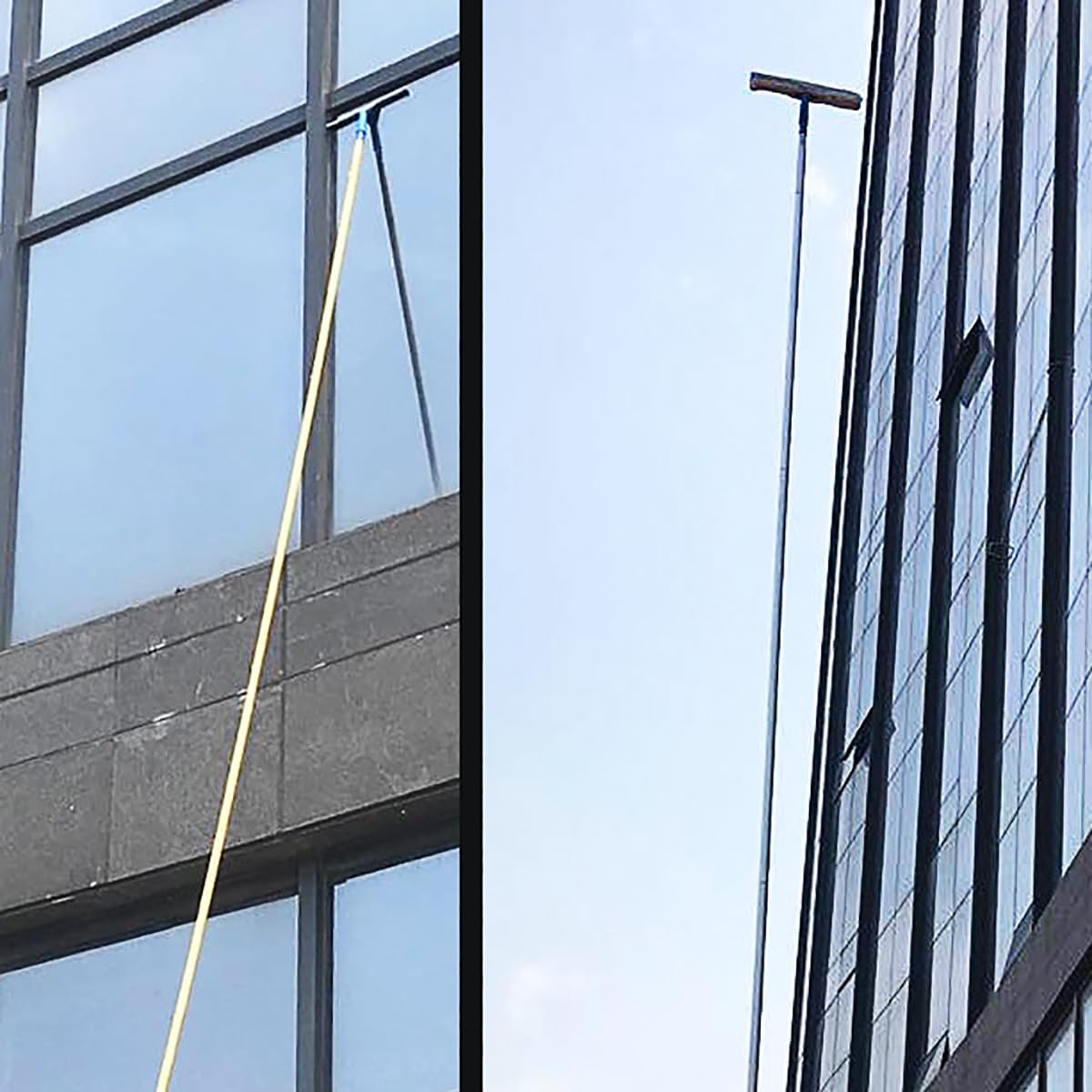 Limpia Cristales Extensible Ventanas, Rasqueta Limpiacristales Profesional con Aluminio Poste de Extensión 4.4m para Hoteles Restaurantes Oficinas Centros Comerciales Blanco