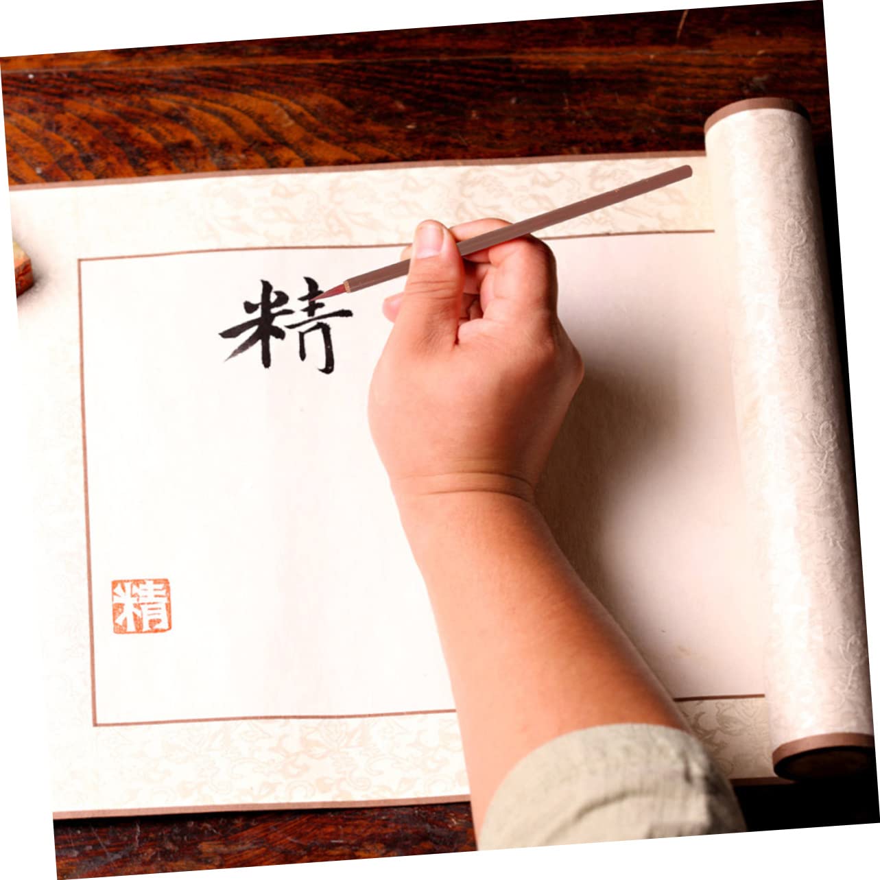 DIYEAH Traditional Chinese Brush Calligraphy 6pcs Mini Red Writing Brush Set Smooth Writing