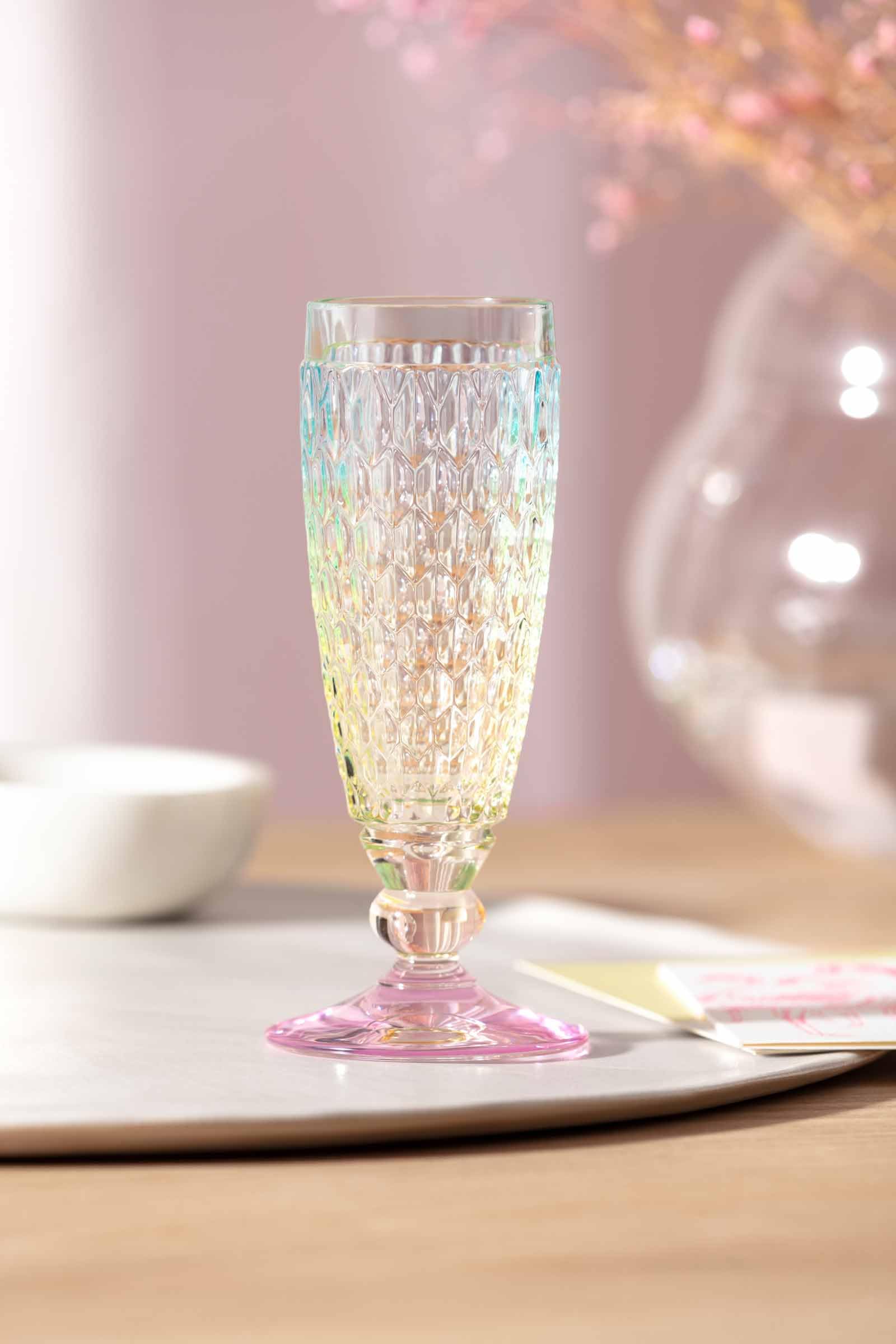 Villeroy & Boch Boston Pearl Sektglas 4er Set, Bunt Schimmernd, Spülmaschinenfest, Glas für Sekt oder Champagner, Prosecco Glas, Sektflöte, Champagnerglas, Kristallglas Küche, Haushalt & Wohnen