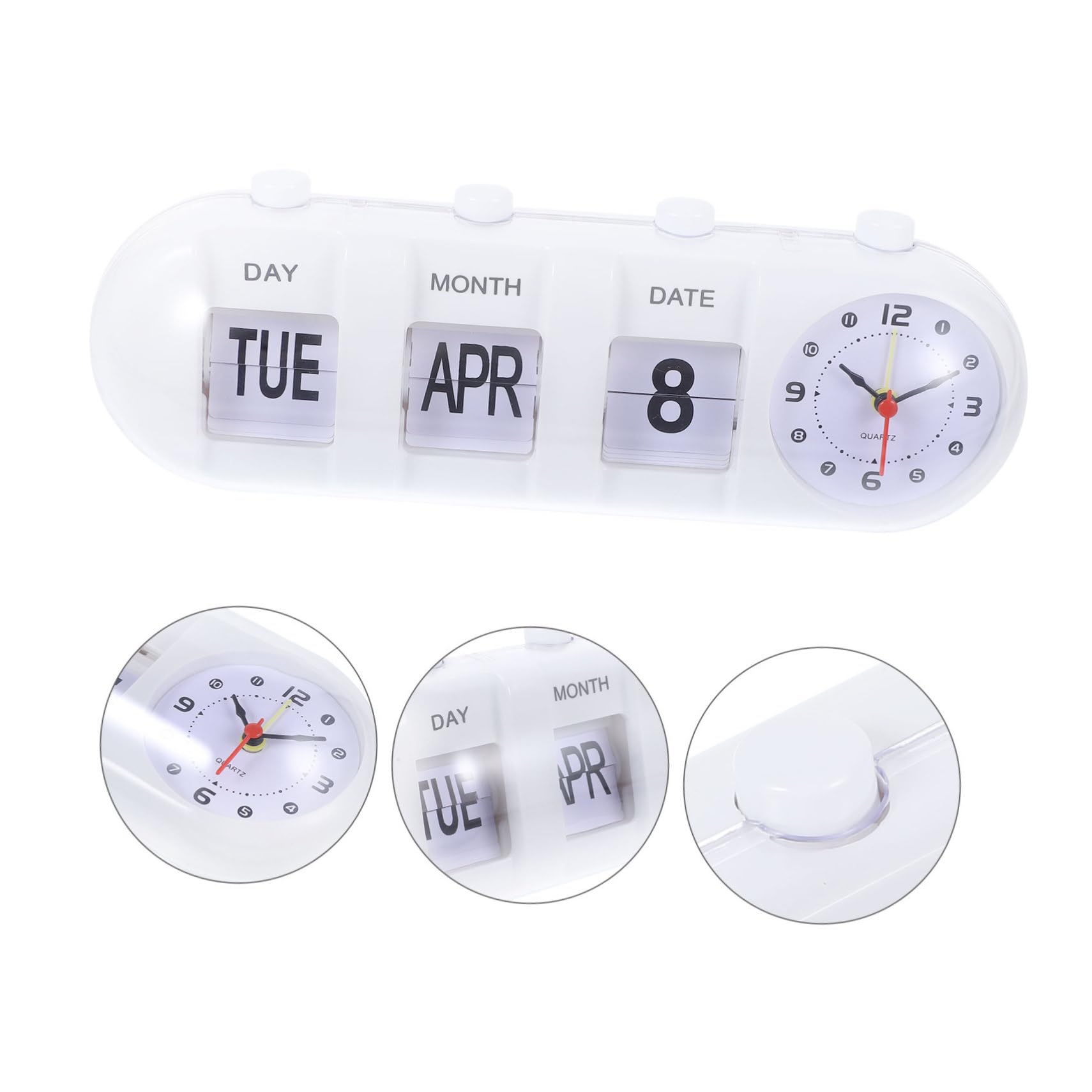DECHOUS Calendario Perpetuo da Tavolo Rotazione Manuale delle Pagine Display Digitale Design Elegante in Abs Resistente senza Batterie