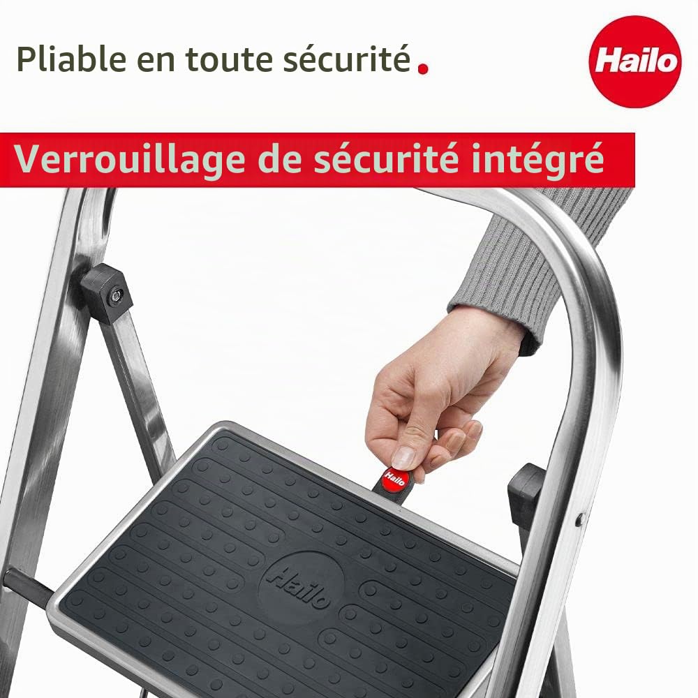 Marche Pied 2 marches Pliable antidérapant en Aluminium Hailo K30