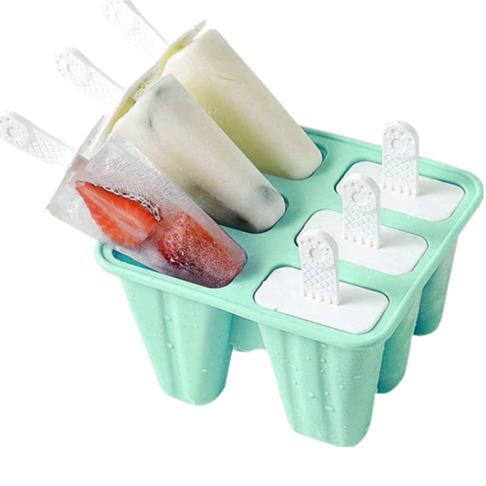 Popsicle Molds, 6 Pieces Silicone Ice Pop Models Popsicle Models Reusable Easy Release Ice Pop Maker, Homemade Popsicle Mould with Silicone Funnel and Cleaning Brush