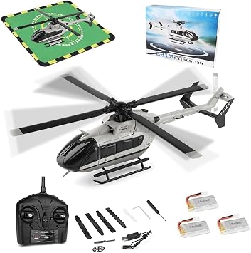 WL K160 EC145 RC Helicopter 132 Scale 4CH Brushless Flybarless Military Aircraft Model with 6-Axis Gyro & Altitude Hold 2.4GHz Remote Control for Beginners & Hobbyists