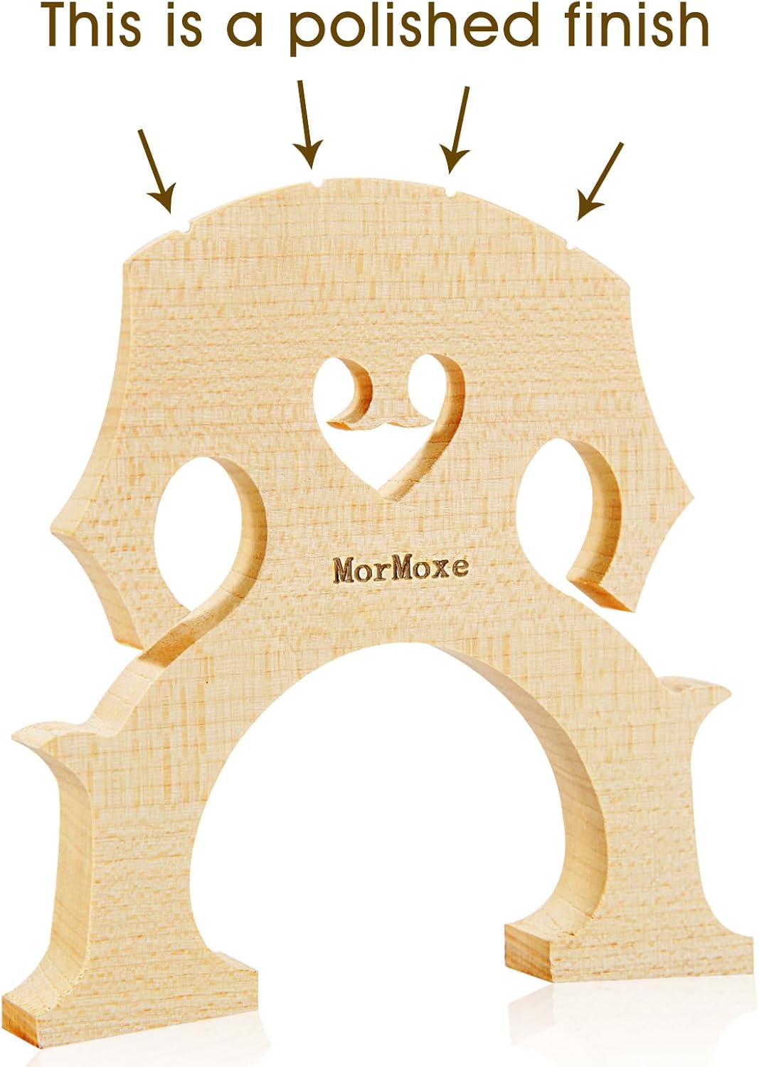 Cello Bridge 1/2 Size - Hand-Carved Maple, Direct Fit, Fully Adjusted - Expertly Handcrafted & Polished for Perfect Fit - Easy Installation - Replacement Accessory for Cello Parts