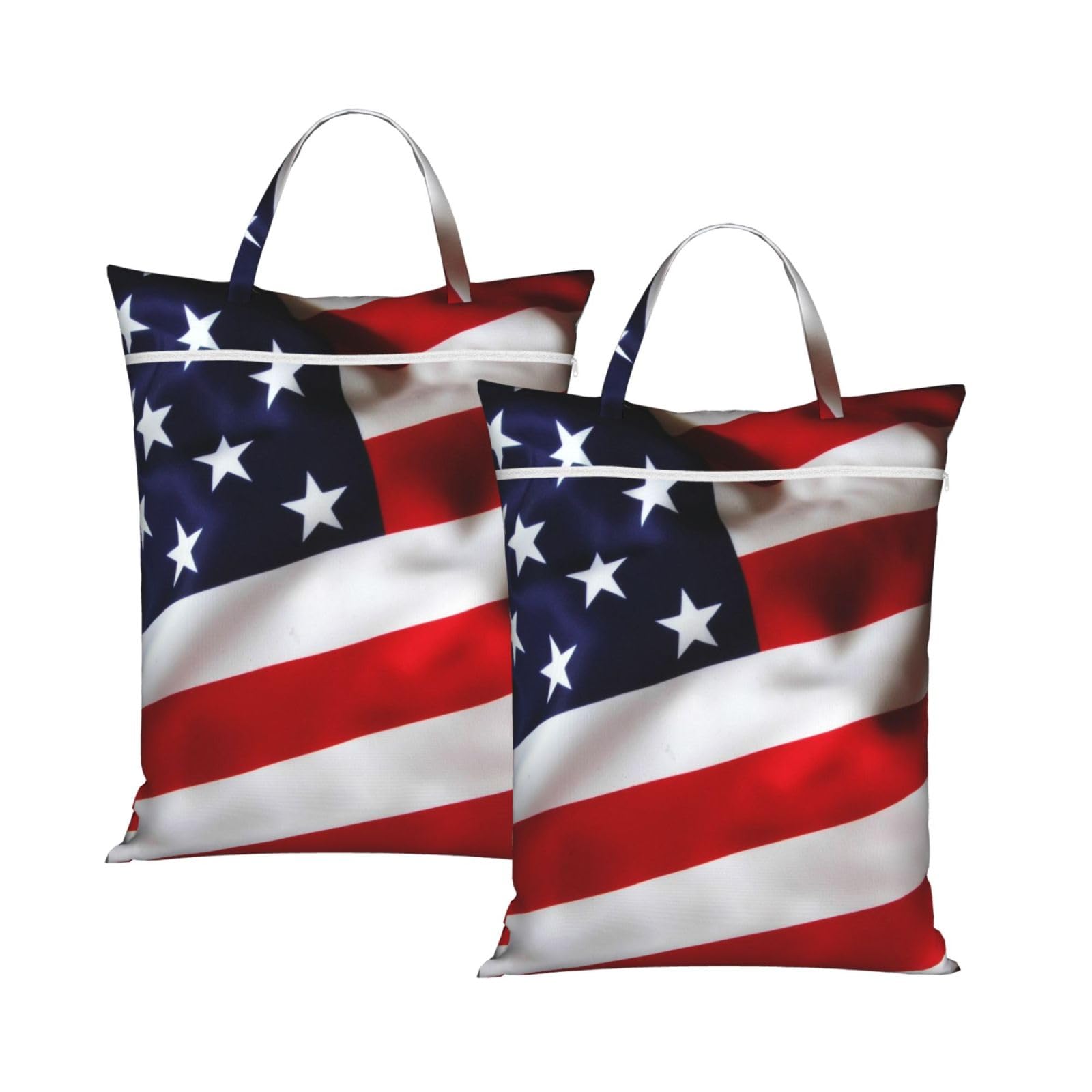 Yfsgdlbn 2Pcs American Flag Printed Travel Dirty Laundry Bag Clothes Pack Storage Basket Bag