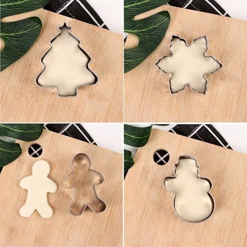 Christmas Cookie Cutter Set - 5 Piece Holiday Cookie Molds - 3.5"3"- Christmas Tree, Snowflake, Gingerbread Men, Snowman And Candy Cane Biscuit Cutters #TOP2