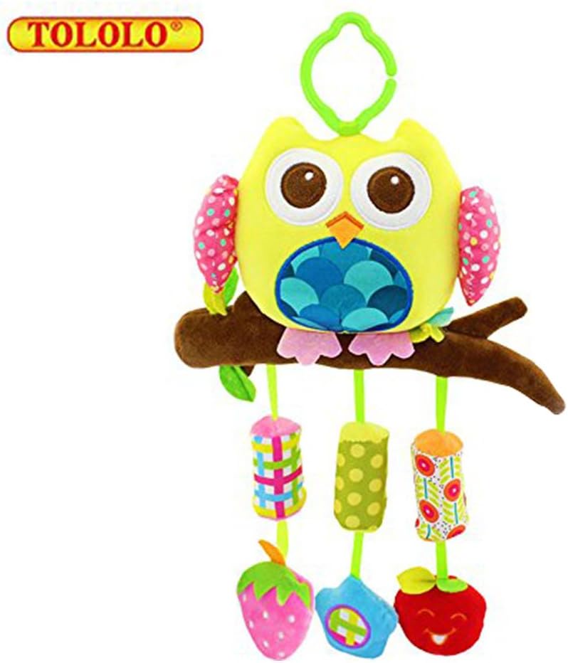 TOLOLO Cute Animal Soft Cribs to Hang comfort dolls with Wind bells for Over 0 Months ( Yellow Owl )