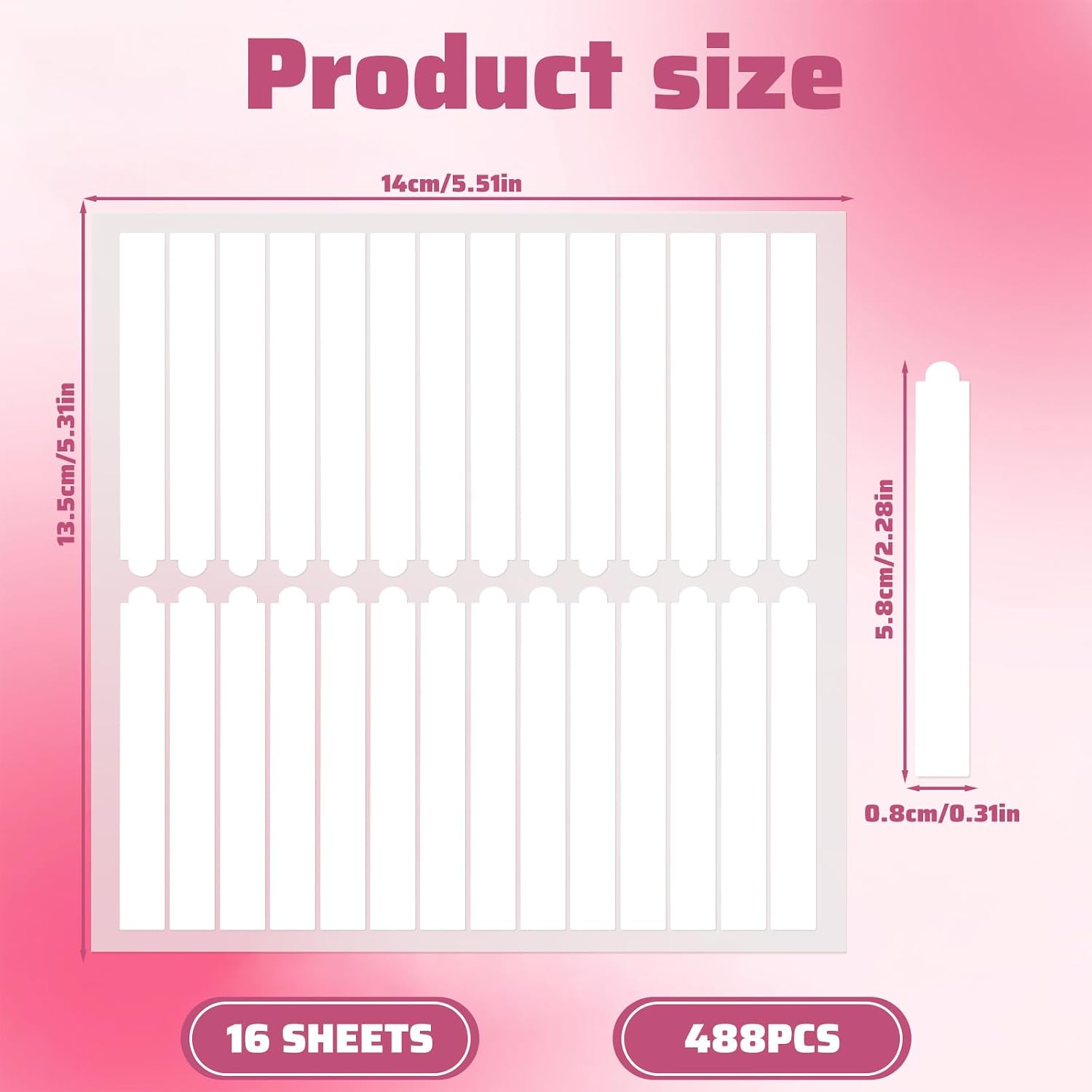 16 Sheets Double Sided Nail Tape for Nail Art, Jelly Nails Adhesive Strips