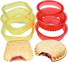 BAKER DEPOT Uncrustables Sandwich Cutter Sealer and Decruster for Kids Food Grade Square Round Shape Bread Cookie Maker Lunchbox Bento Box for Boys and Girls 6 PCS (2 Sets)