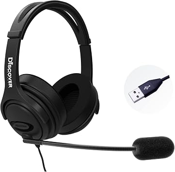 Discover D722U Noise Reducing USB Wired Work from Home Headset | Compatible with Computer Softphone Apps Like RingCentral, Teams, Zoom, Google, GoTo, Cisco and More