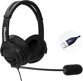 Discover D722U Noise Reducing USB Wired Work from Home Headset | Compatible with Computer Softphone Apps Like RingCentral, Teams, Zoom, Google, GoTo, Cisco and More