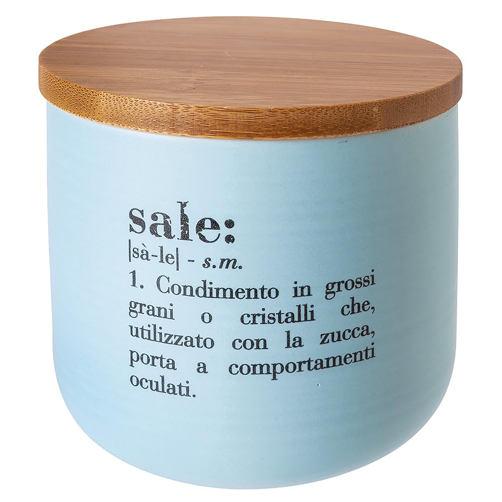 Villa d’Este Home Tivoli Victionary Shades Barattolo sale, Misure: Ø 9,5 x h. 9 cm Capacità: 500 ml, in new bone China con coperchio in bamboo, Verde