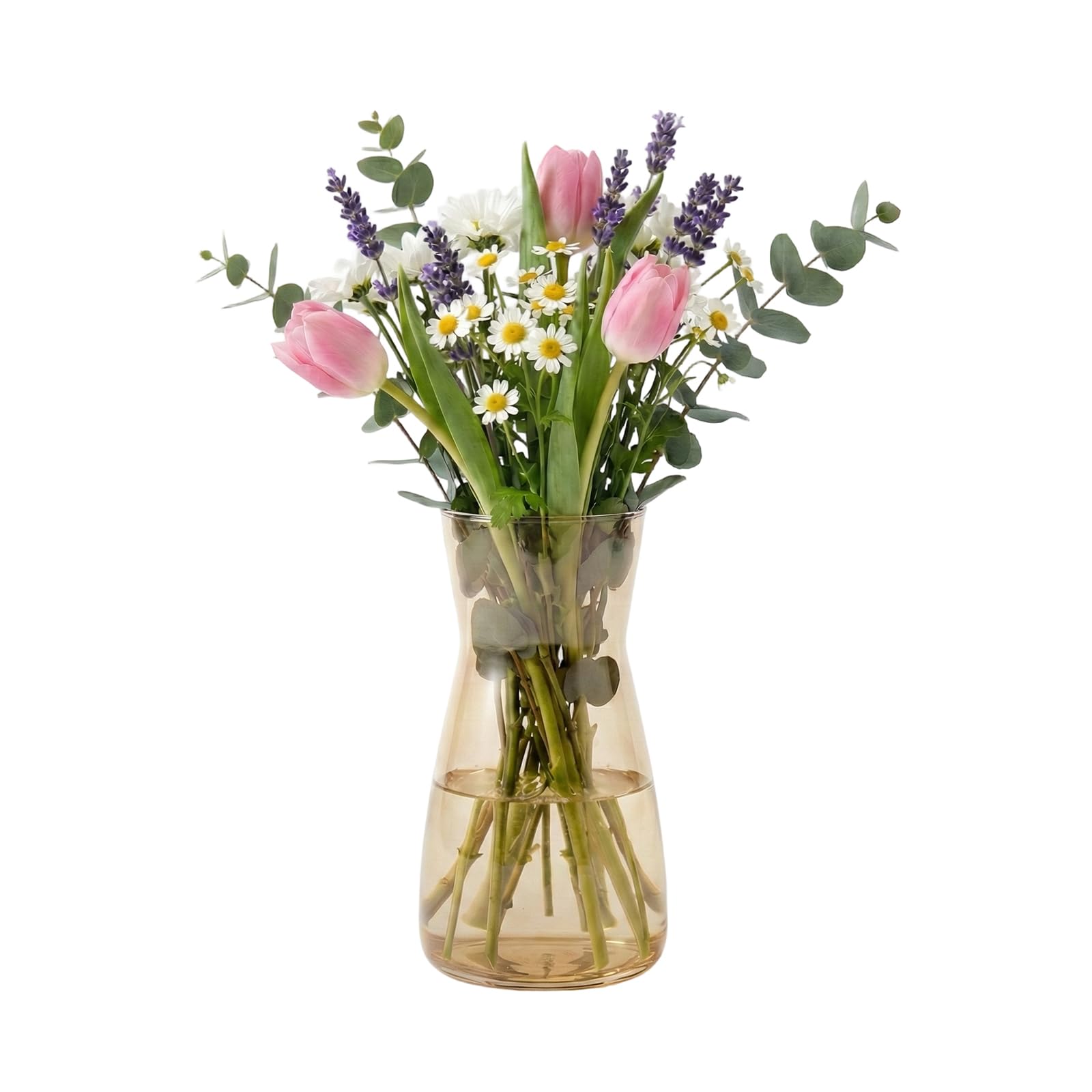 GREENSAPPIRE Clear Glass Vase 7.7"" Tall Vases Clear Glass Vase for Centerpieces Modern Colored Glass Vases Rustic Home Decor, Decorative Modern Farmhouse, Ideal Shelf, Mantle (Amber)