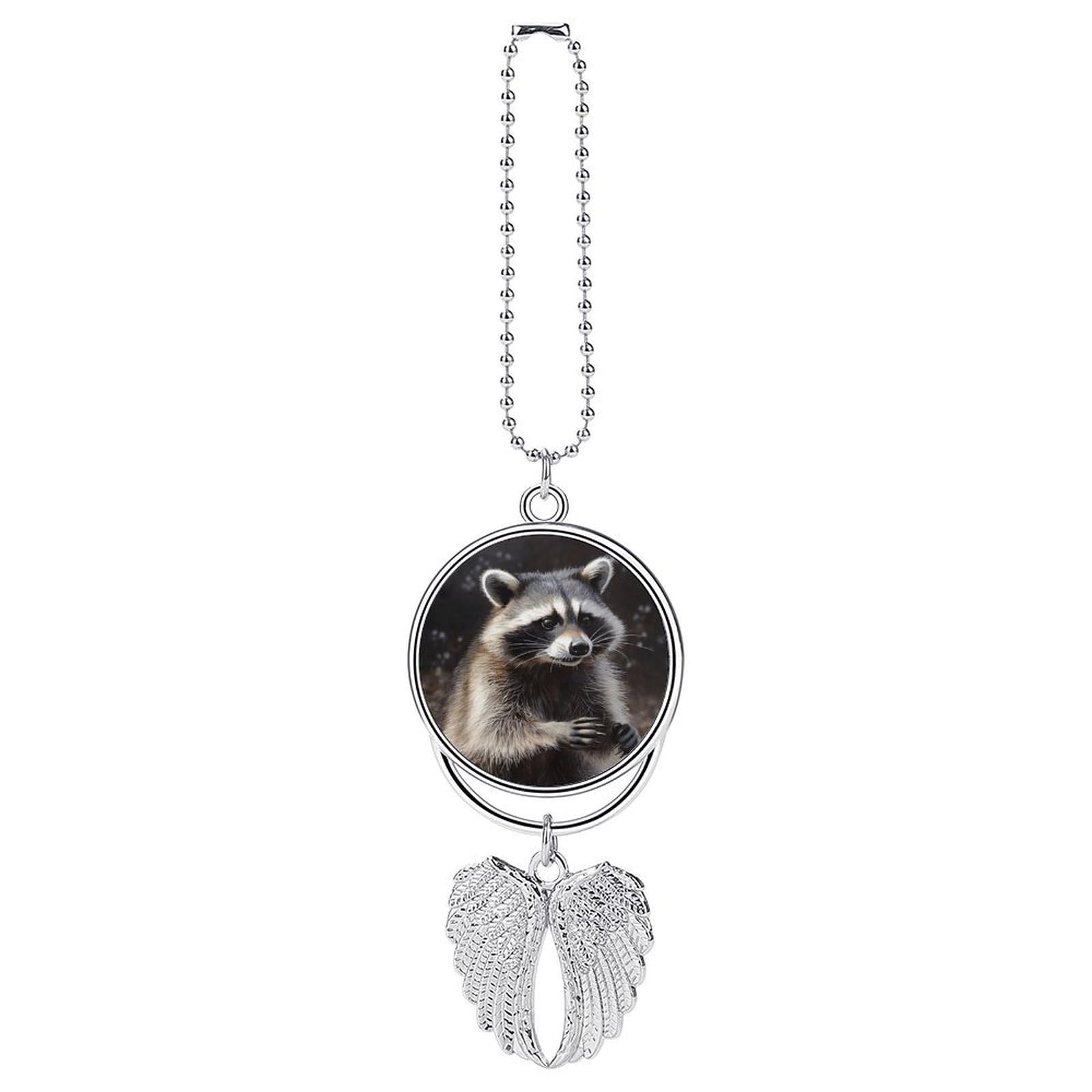 Raccoon Car Pendant Personalized Car Hanging Ornament Auto Rear View Mirror Hanging Decoration Accessories Metal Cars Interior Ornament for Most Cars Truck SUV