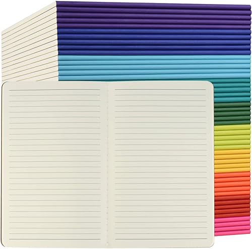 ZCZN Paquete de 50 cuadernos rayados coloridos a granel, diarios A5 con 10 colores, 60 páginas30 hojas, 8.3 x 5.5 pulgadas, papel rayado