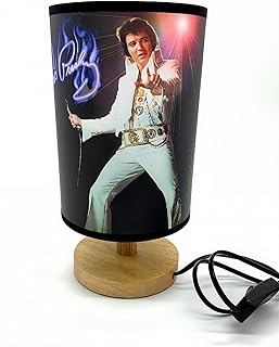 EDecor Table Lamp Bedside Night Light Wood Base Elvis Room Decoration or Great Gift Ideas