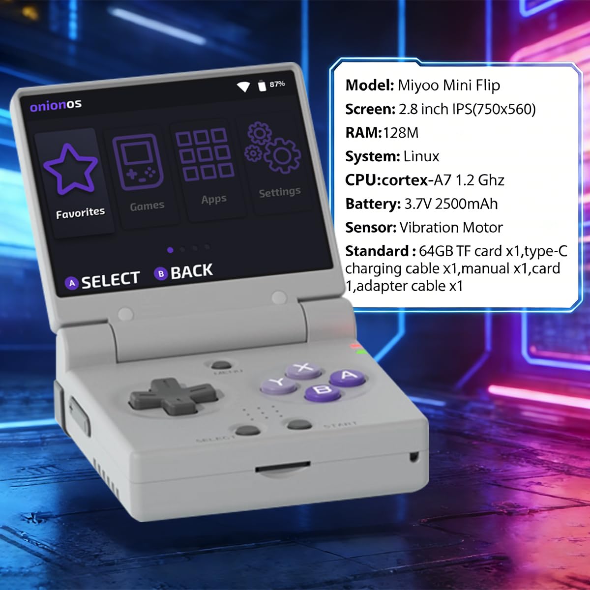 Amazon.com: Miyoo Mini Flip Handheld Game Console 2.8-inch 750*560